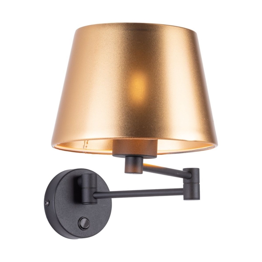 Sienas lampa GLORY 1xE27/15W/230V zelta/melna