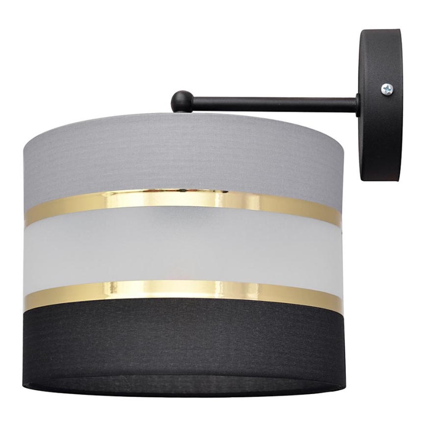 Sienas lampa HELEN 1xE27/15W/230V melna/pelēka/zeltaina