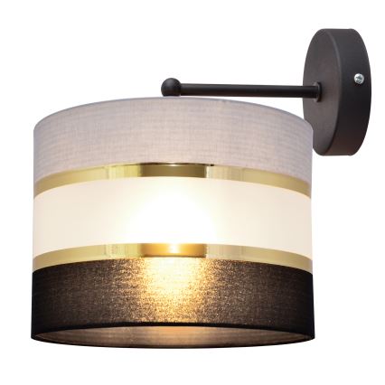 Sienas lampa HELEN 1xE27/15W/230V melna/pelēka/zeltaina