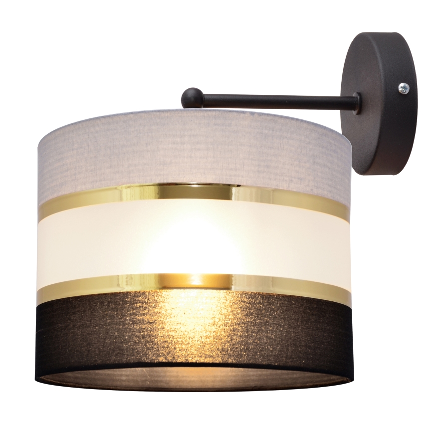 Sienas lampa HELEN 1xE27/15W/230V melna/pelēka/zeltaina
