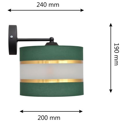 Sienas lampa HELEN 1xE27/15W/230V zaļa/zelta