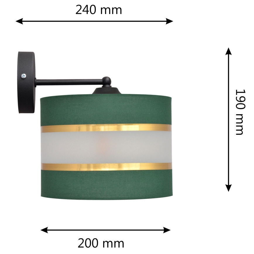 Sienas lampa HELEN 1xE27/15W/230V zaļa/zelta