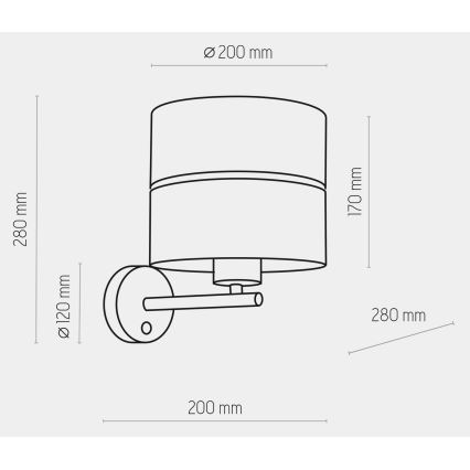 Sienas lampa HILTON 1xE27/15W/230V misiņa/melna