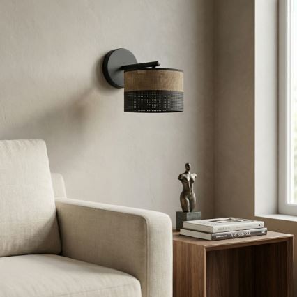 Sienas lampa KARBON 1xE27/15W/230V melna/brūna