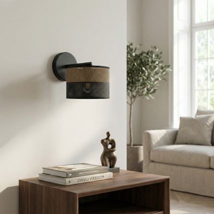 Sienas lampa KARBON 1xE27/15W/230V melna/brūna