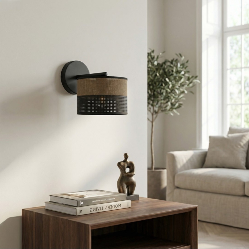Sienas lampa KARBON 1xE27/15W/230V melna/brūna