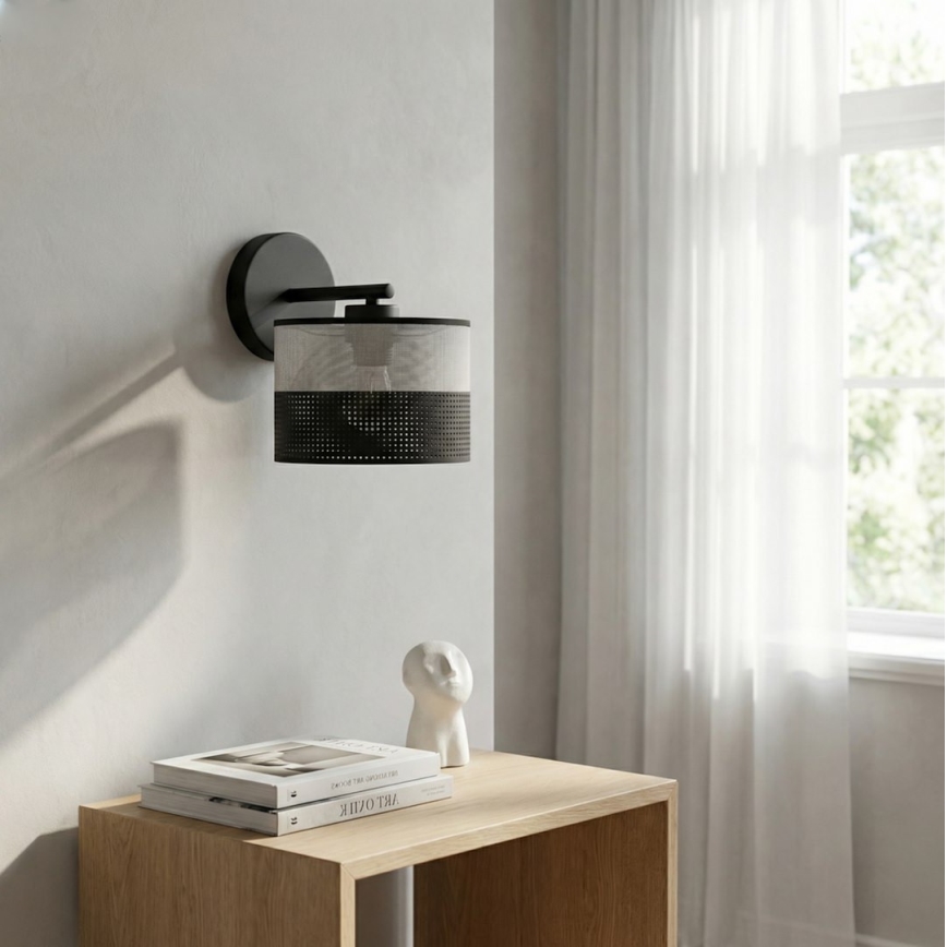 Sienas lampa KARBON 1xE27/15W/230V melna/pelēka