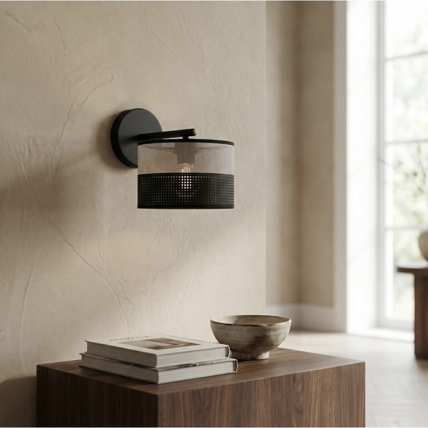 Sienas lampa KARBON 1xE27/15W/230V melna/pelēka