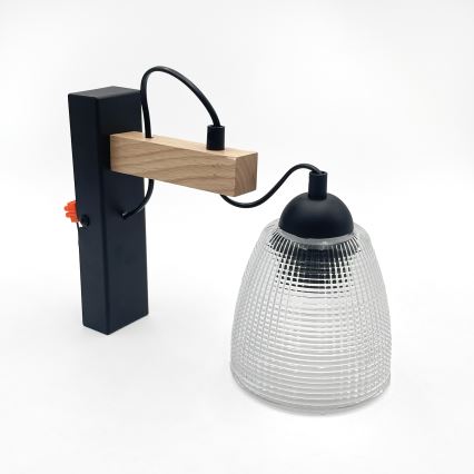 Sienas lampa LEANDRA 1xE27/15W/230V ozola/melna