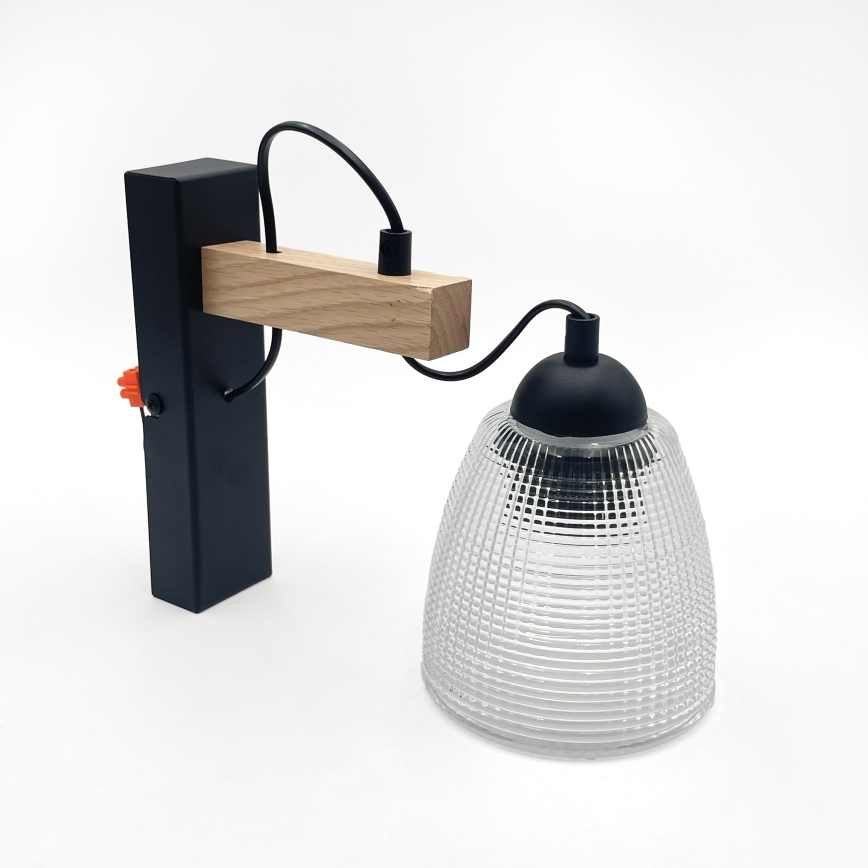 Sienas lampa LEANDRA 1xE27/15W/230V ozola/melna