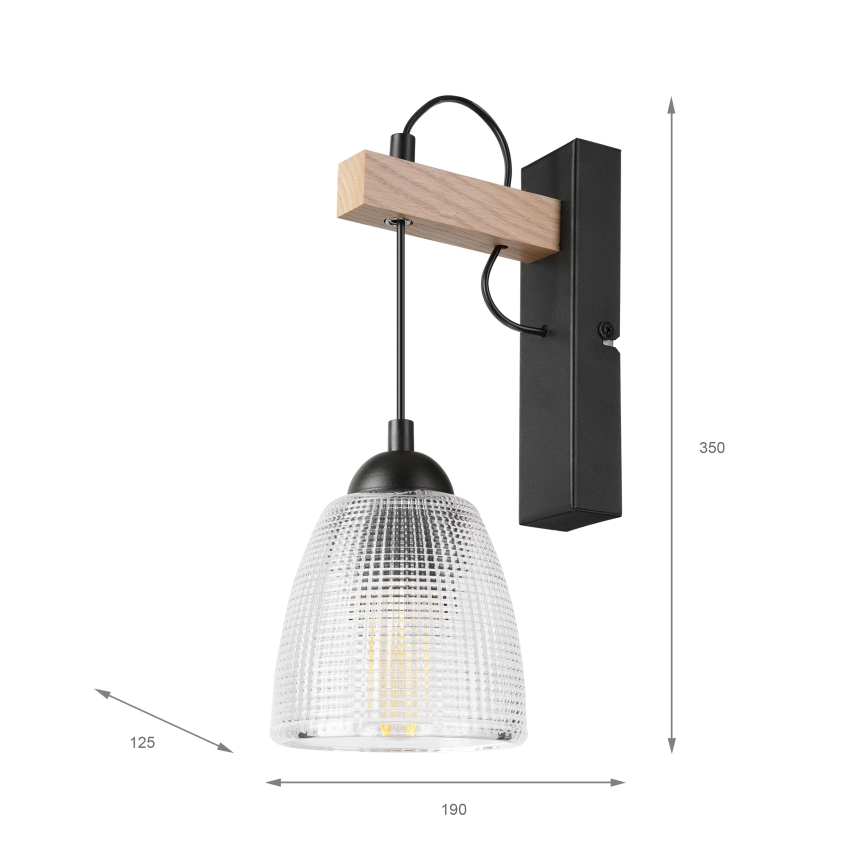 Sienas lampa LEANDRA 1xE27/15W/230V ozola/melna