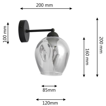 Sienas lampa LILI 1xE27/15W/230V melna/pelēka