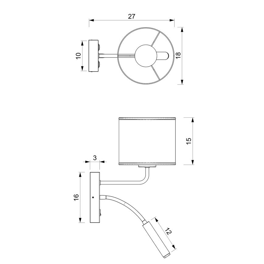 Sienas lampa LOFT SHADE 1xE27/60W+1xG9/8W/230V balta/zelta