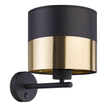 Sienas lampa LONDYN 1xE27/15W/230V melna/zelta