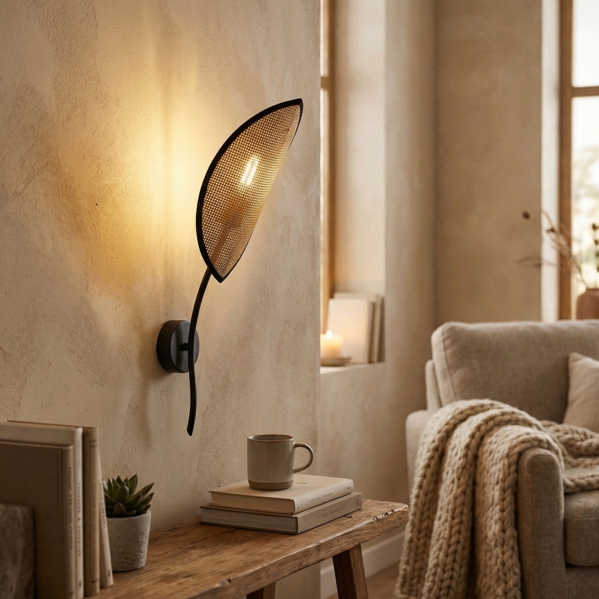 Sienas lampa LOTUS 1xE14/10W/230V melna/bēša