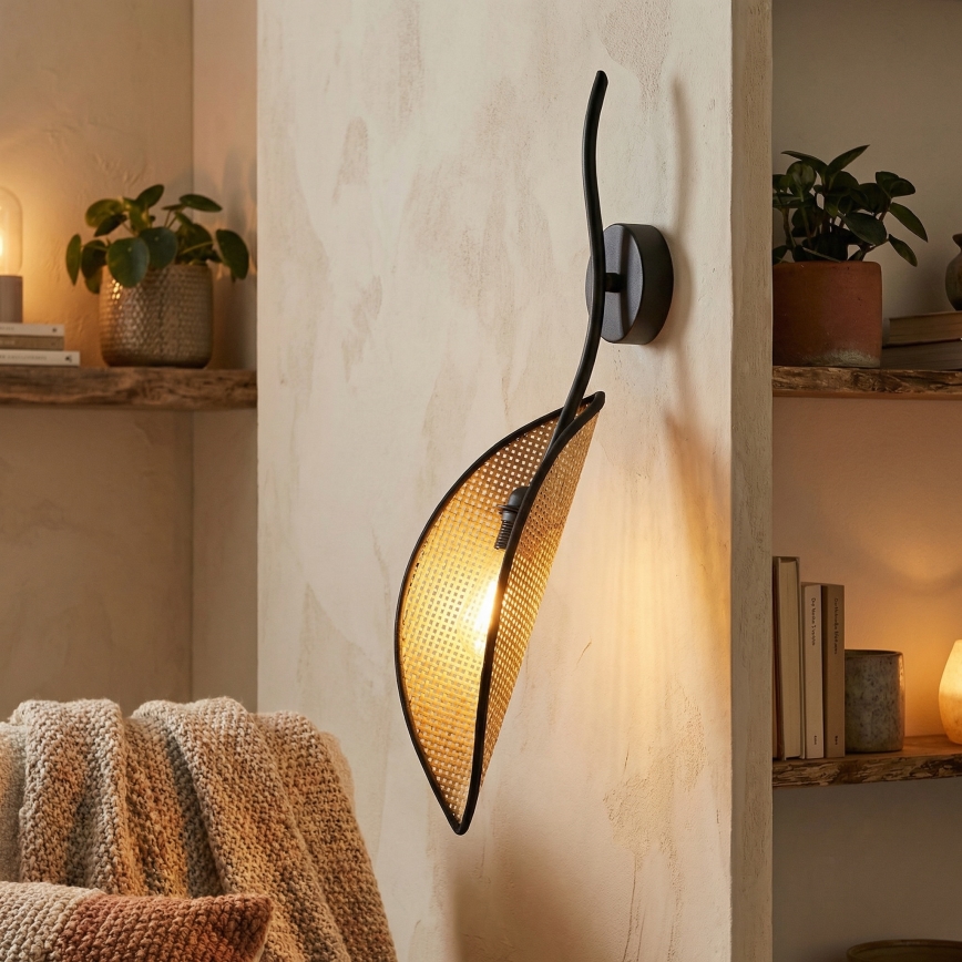 Sienas lampa LOTUS 1xE14/10W/230V melna/bēša