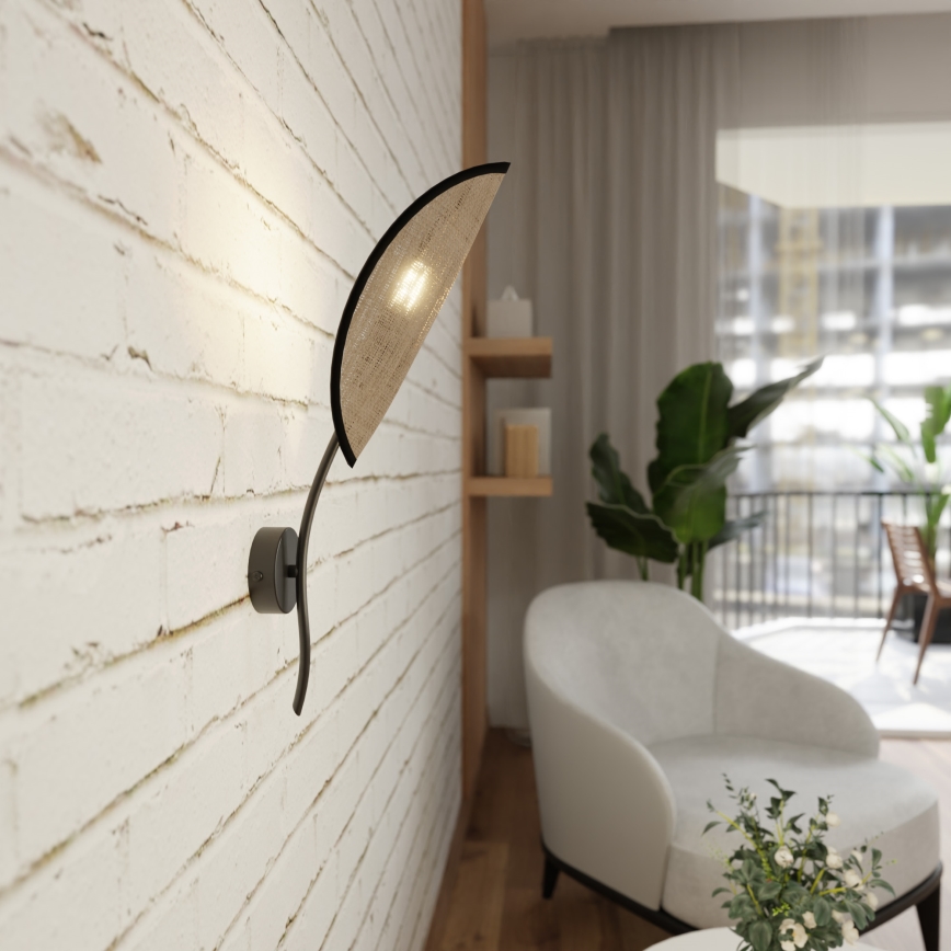 Sienas lampa LOTUS 1xE14/10W/230V melna/bēša