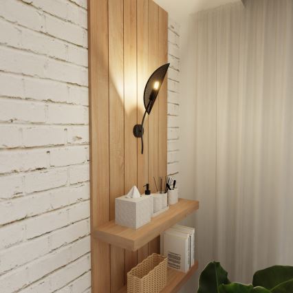 Sienas lampa LOTUS 1xE14/10W/230V melna/zelta