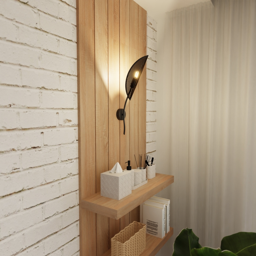 Sienas lampa LOTUS 1xE14/10W/230V melna/zelta