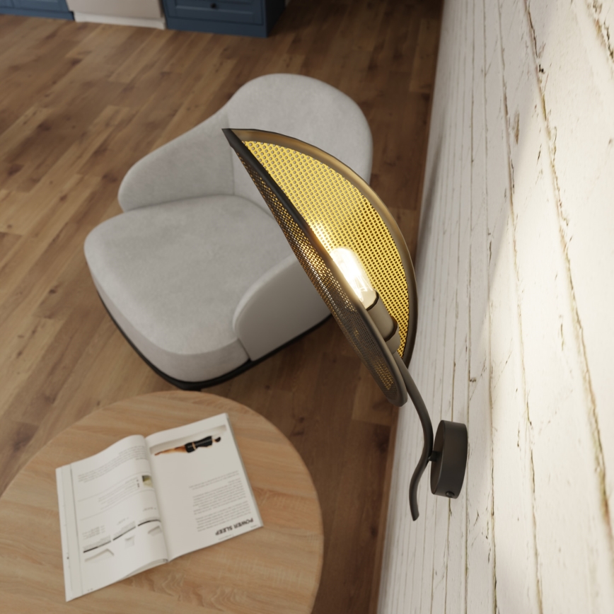 Sienas lampa LOTUS 1xE14/10W/230V melna/zelta