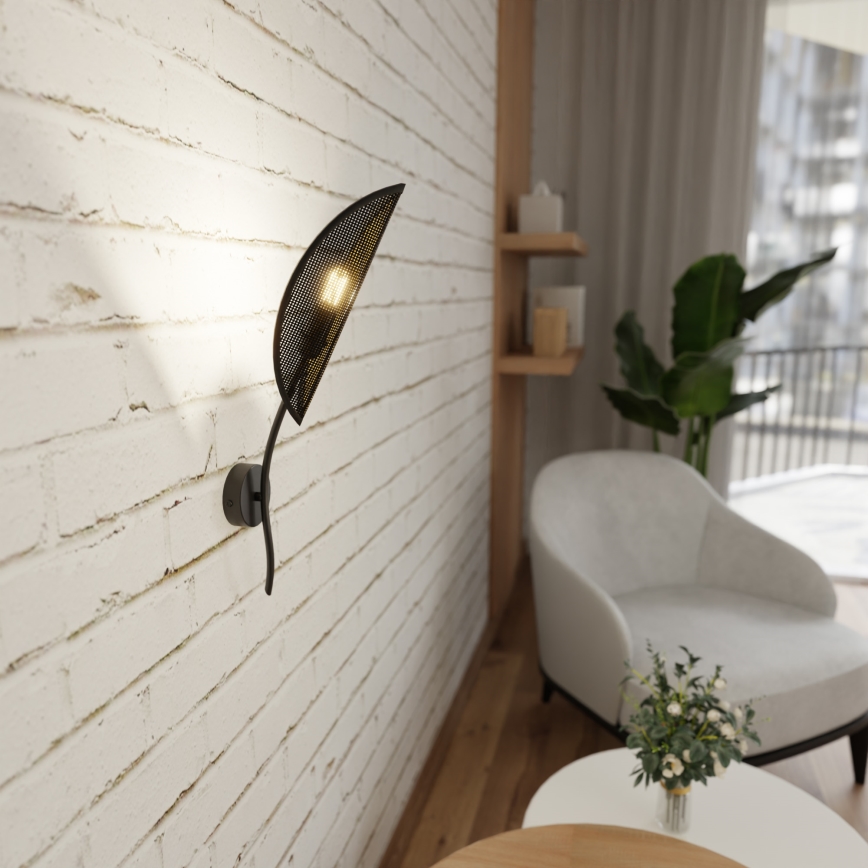 Sienas lampa LOTUS 1xE14/10W/230V melna/zelta