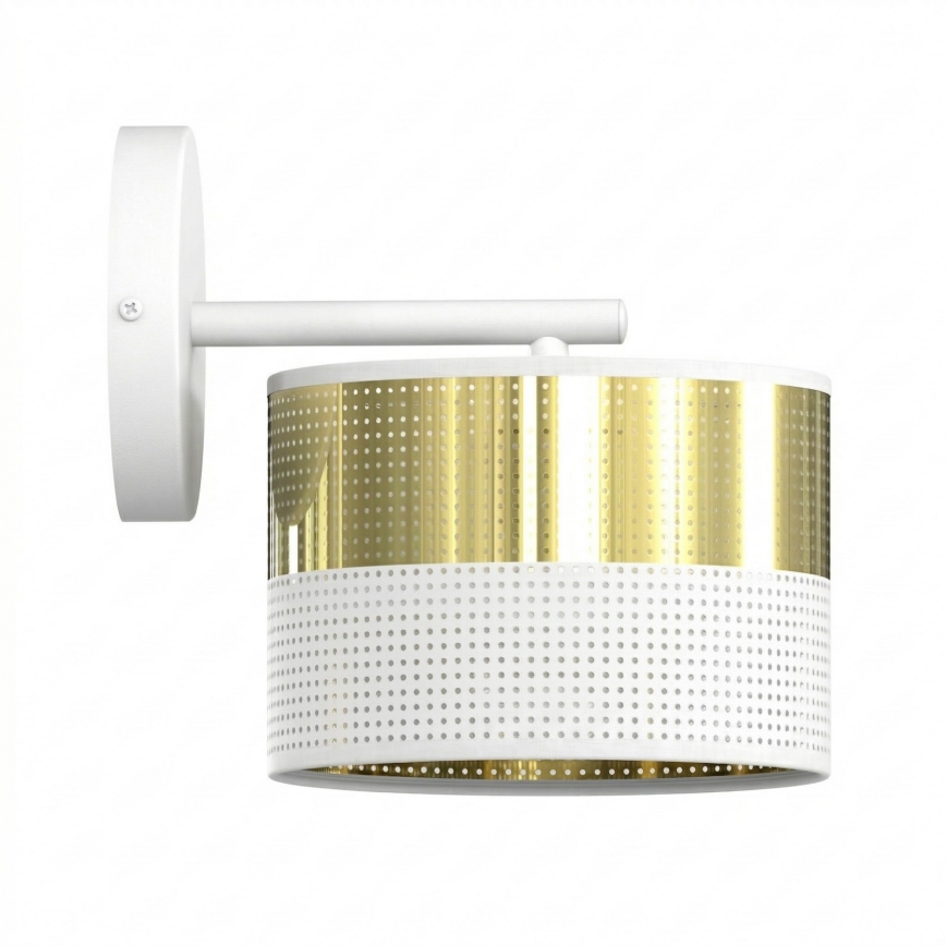 Sienas lampa LUX 1xE27/15W/230V balta/zelta