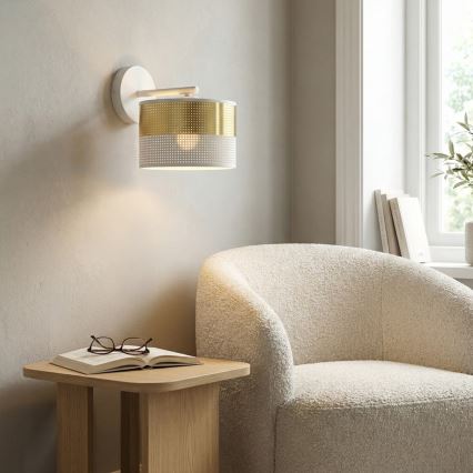Sienas lampa LUX 1xE27/15W/230V balta/zelta