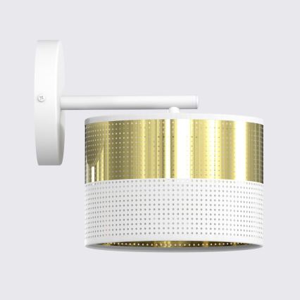 Sienas lampa LUX 1xE27/15W/230V balta/zelta