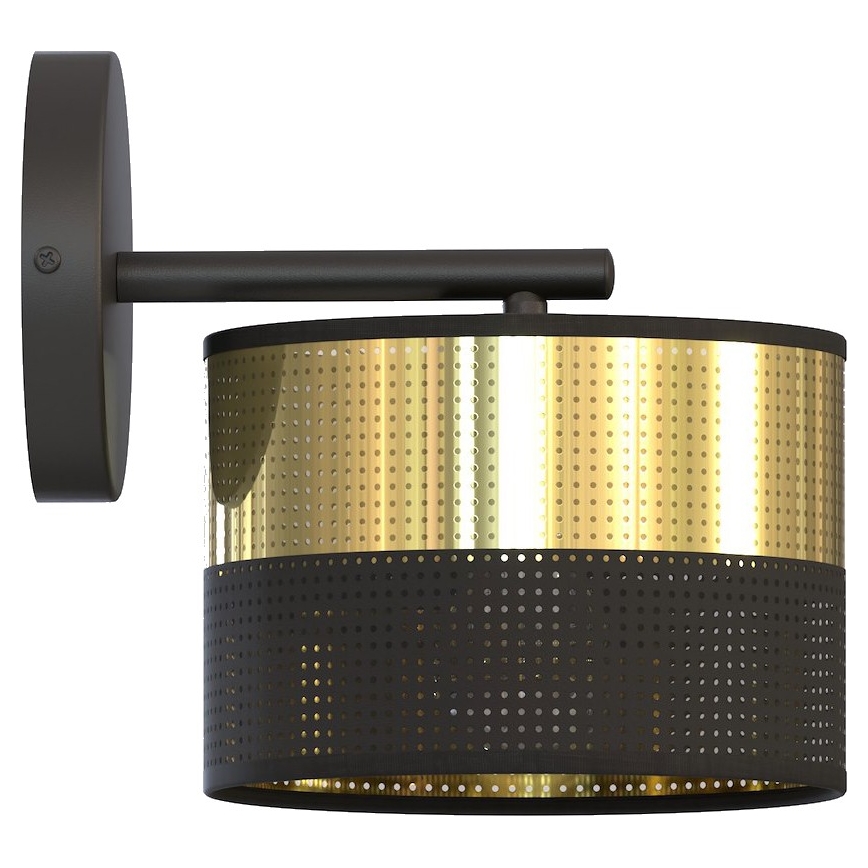 Sienas lampa LUX 1xE27/15W/230V melna/zelta