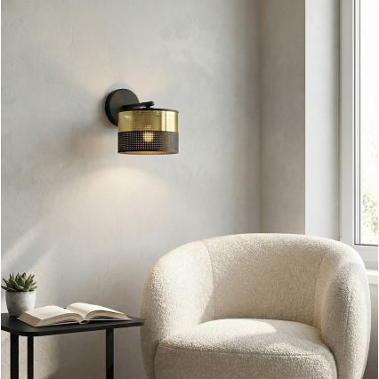Sienas lampa LUX 1xE27/15W/230V melna/zelta