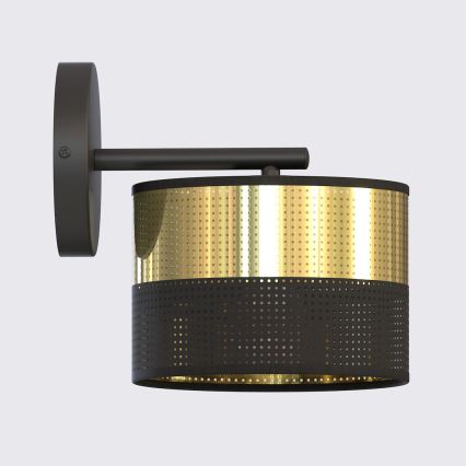 Sienas lampa LUX 1xE27/15W/230V melna/zelta