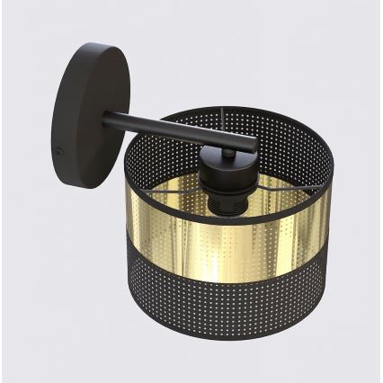 Sienas lampa LUX 1xE27/15W/230V melna/zelta