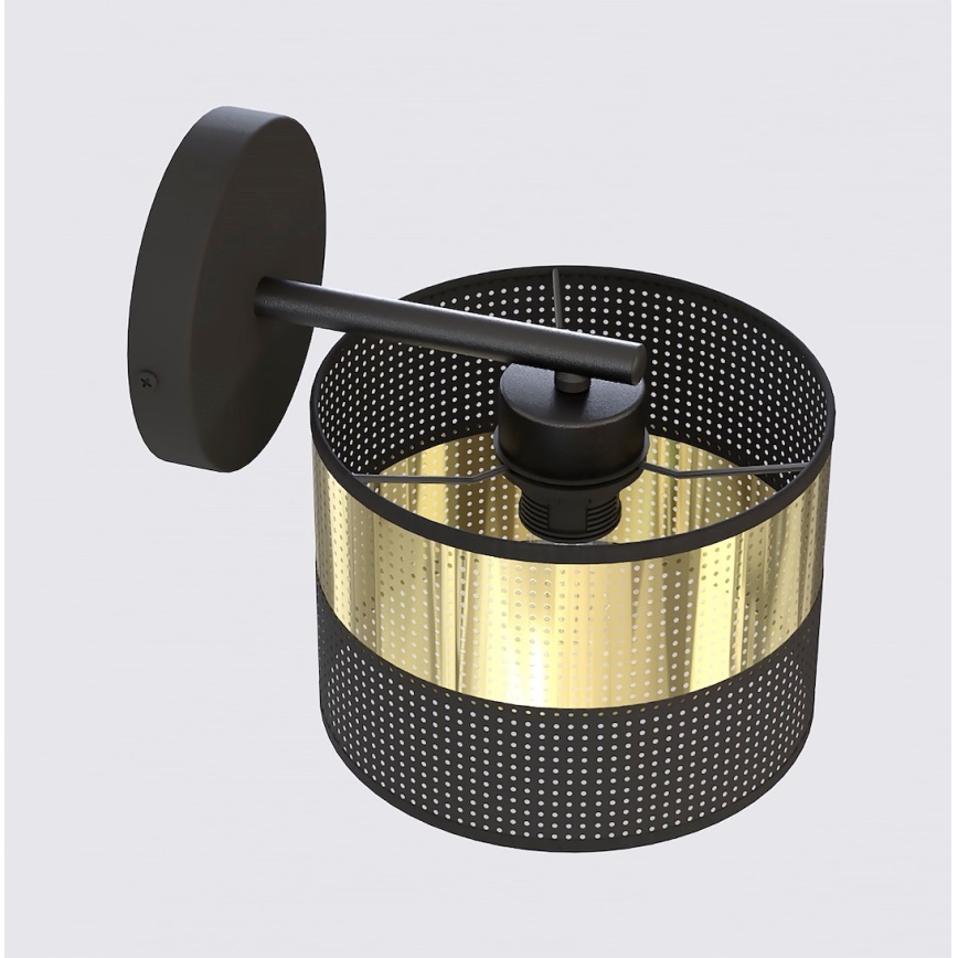 Sienas lampa LUX 1xE27/15W/230V melna/zelta