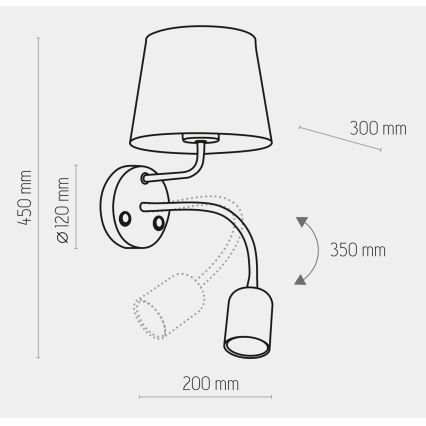 Sienas lampa MAJA 1xE27/15W/230V + 1xGU10/10W/230V balta