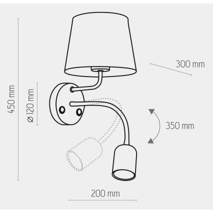 Sienas lampa MAJA 1xE27/15W/230V + 1xGU10/10W/230V melna