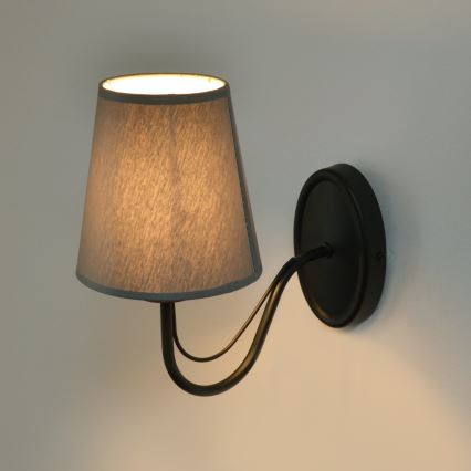 Sienas lampa MALBO 1xE27/15W/230V pelēka/melna