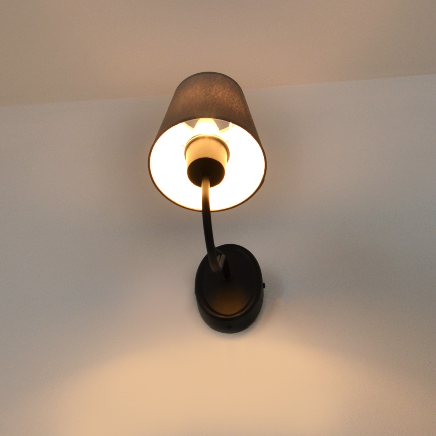 Sienas lampa MALBO 1xE27/15W/230V pelēka/melna