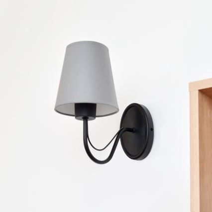 Sienas lampa MALBO 1xE27/15W/230V pelēka/melna