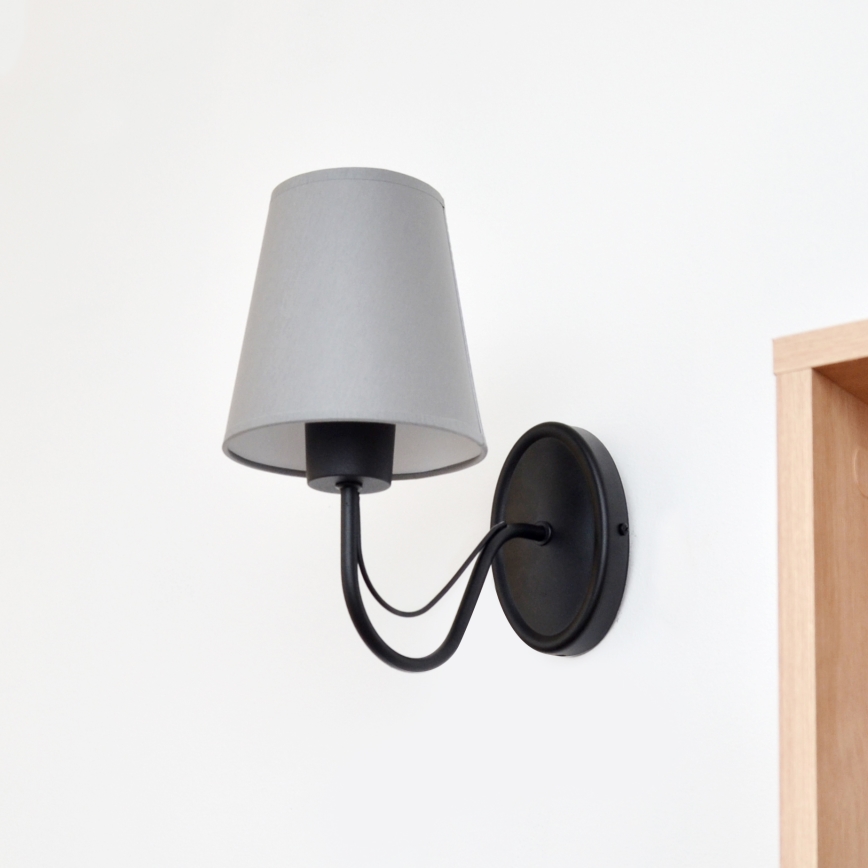 Sienas lampa MALBO 1xE27/15W/230V pelēka/melna