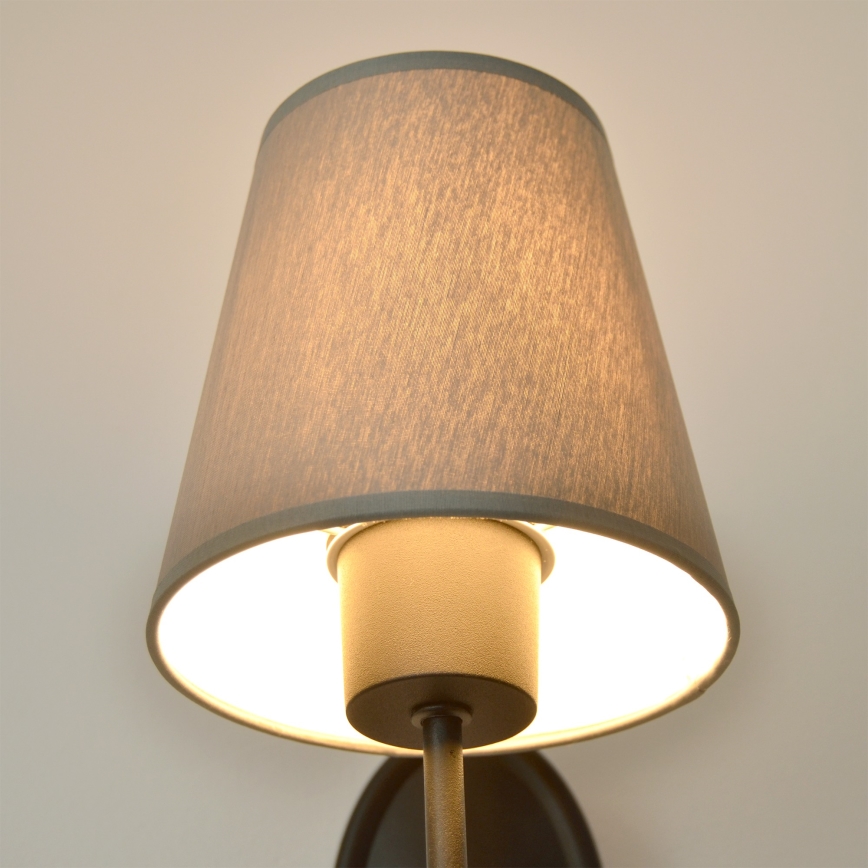 Sienas lampa MALBO 1xE27/15W/230V pelēka/melna