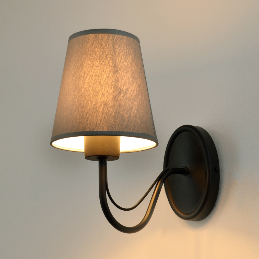 Sienas lampa MALBO 1xE27/15W/230V pelēka/melna
