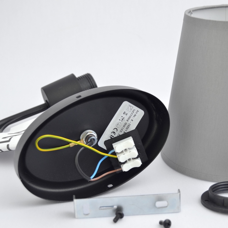 Sienas lampa MALBO 1xE27/15W/230V pelēka/melna