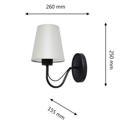 Sienas lampa MALBO 1xE27/15W/230V pelēka/melna