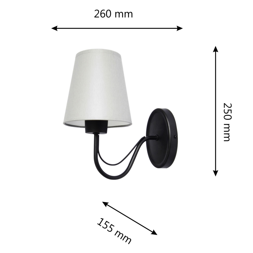 Sienas lampa MALBO 1xE27/15W/230V pelēka/melna