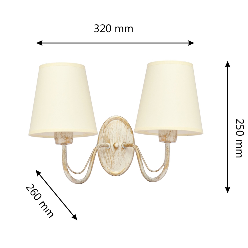 Sienas lampa MALBO 2xE27/15W/230V bēša
