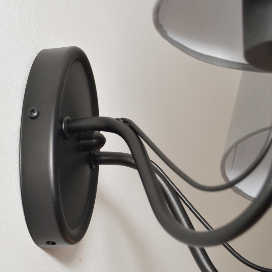 Sienas lampa MALBO 2xE27/15W/230V pelēka/melna