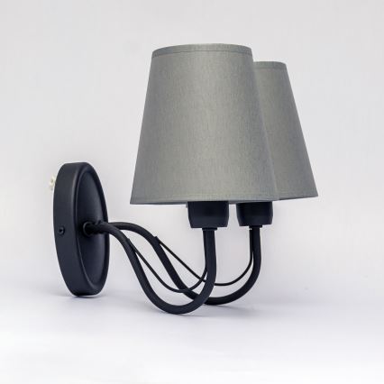 Sienas lampa MALBO 2xE27/15W/230V pelēka/melna