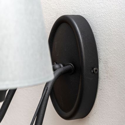 Sienas lampa MALBO 2xE27/15W/230V pelēka/melna