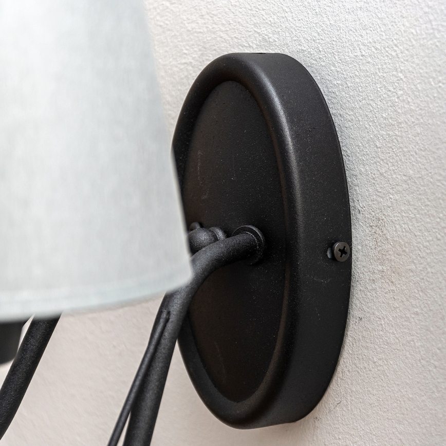 Sienas lampa MALBO 2xE27/15W/230V pelēka/melna