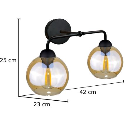 Sienas lampa MELLE BLACK 2xE27/60W/230V